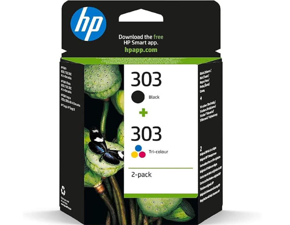 HP 303 2-pack Cyan/Magenta/Yellow Original Ink Cartridges