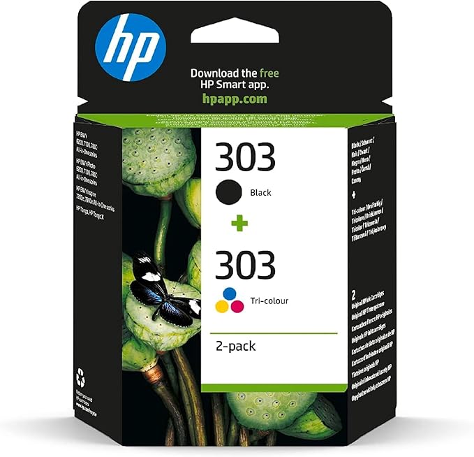 HP 303 2-pack Cyan/Magenta/Yellow Original Ink Cartridges